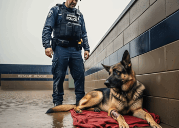 Everyone thought it was just an injured K9 German Shepherd… until they saw what was under the blanket